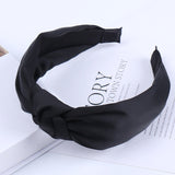 Solid Color Knot Headbands for Women Simple Fabric Girls Hairband Women Hair Accessories Wide Side Hair Band - Beauty Fleet