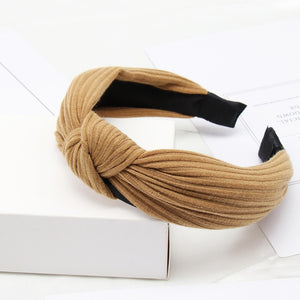 Solid Color Knot Headbands for Women Simple Fabric Girls Hairband Women Hair Accessories Wide Side Hair Band - Beauty Fleet