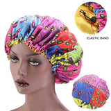 New Extra Large Sleep Cap African Print fabric Ankara hair bonnet Satin Lined sleep cap Night Sleep Hat Ladies kids Turban - Beauty Fleet