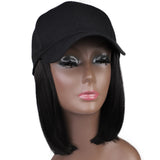 Synthetic Wig Hat Baseball Cap With Short Straight Bob Wig Heat Resistant Fiber - Beauty Fleet