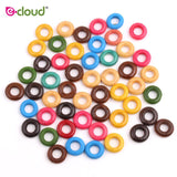 100pcs Wooden Bead 7mm Big Hole Mix Color Tube Ring Cuffs Hair Accessories - Beauty Fleet