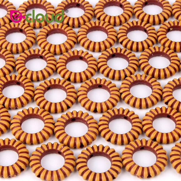 100pcs Wooden Bead 7mm Big Hole Mix Color Tube Ring Cuffs Hair Accessories - Beauty Fleet