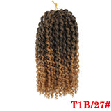 Ombre Synthetic Jerry Curl Weave 8inch Short  Kinky Curly Hair Bundles With Closure - Beauty Fleet