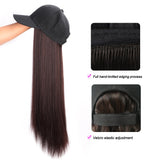 Long Synthetic Baseball Cap Wig Natural Black / Brown Naturally Connect Synthetic Hat Wig Adjustable - Beauty Fleet