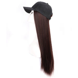 Long Synthetic Baseball Cap Wig Natural Black / Brown Naturally Connect Synthetic Hat Wig Adjustable - Beauty Fleet