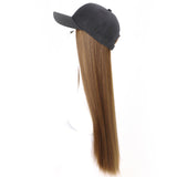 Long Synthetic Baseball Cap Wig Natural Black / Brown Naturally Connect Synthetic Hat Wig Adjustable - Beauty Fleet