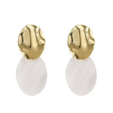 Fashion Round Pearl Shell Earrings Simple Natural Drop Earrings For Women Geometric Gold Color Statement Earring Jewelry - Beauty Fleet