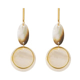 Fashion Round Pearl Shell Earrings Simple Natural Drop Earrings For Women Geometric Gold Color Statement Earring Jewelry - Beauty Fleet