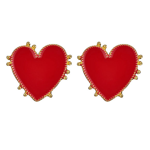 Vintage Bohemia Big Red Heart Earrings For Women 2019 Fashion Girl Large Sweet Heart Statement Earrings Party Jewelry - Beauty Fleet