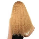 28inch Afro Kinky Straight Synthetic Lace Front Wig Long Fluffy Glueless 150% Density - Beauty Fleet