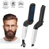 Multifunctional Hair Comb Brush Quick Beard Straightener Men's Hair Straightening Flat Iron Heated Hair Comb - Beauty Fleet