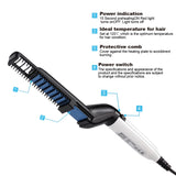 Multifunctional Hair Comb Brush Quick Beard Straightener Men's Hair Straightening Flat Iron Heated Hair Comb - Beauty Fleet