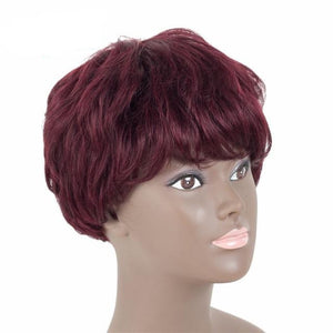 Non-Remy Human Hair Short Human Hair Wigs Brazilian Natural Wave 3.5inches - Beauty Fleet