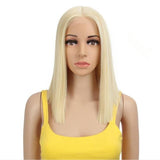 Synthetic Wig 14" Short Ombre Black Middle Part 6 Colors Straight Lace Front Synthetic Wigs For Women - Beauty Fleet