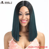 Synthetic Wig 14" Short Ombre Black Middle Part 6 Colors Straight Lace Front Synthetic Wigs For Women - Beauty Fleet