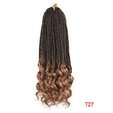 14 18 24 Inch Crochet Hair Box Braids Curly Ends Ombre Synthetic Hair 22 Strands - Beauty Fleet
