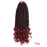 14 18 24 Inch Crochet Hair Box Braids Curly Ends Ombre Synthetic Hair 22 Strands - Beauty Fleet