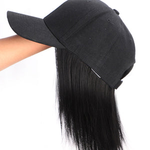 Synthetic Wig Hat Baseball Cap With Short Straight Bob Wig Heat Resistant Fiber - Beauty Fleet