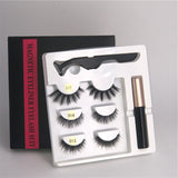 3 pairs of magnetic eyelashes + liquid eyeliner + tweezers, waterproof long lasting eyelash extension eyelash set - Beauty Fleet