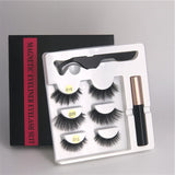 3 pairs of magnetic eyelashes + liquid eyeliner + tweezers, waterproof long lasting eyelash extension eyelash set - Beauty Fleet