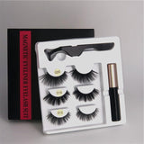 3 pairs of magnetic eyelashes + liquid eyeliner + tweezers, waterproof long lasting eyelash extension eyelash set - Beauty Fleet