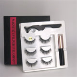 3 pairs of magnetic eyelashes + liquid eyeliner + tweezers, waterproof long lasting eyelash extension eyelash set - Beauty Fleet