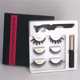 3 pairs of magnetic eyelashes + liquid eyeliner + tweezers, waterproof long lasting eyelash extension eyelash set - Beauty Fleet