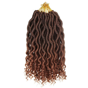 6 packs 12'' Goddess Faux Locs Curly Ends Short Wavy Synthetic Hair Extensions Crochet Braids 12 Strand/Pack - Beauty Fleet