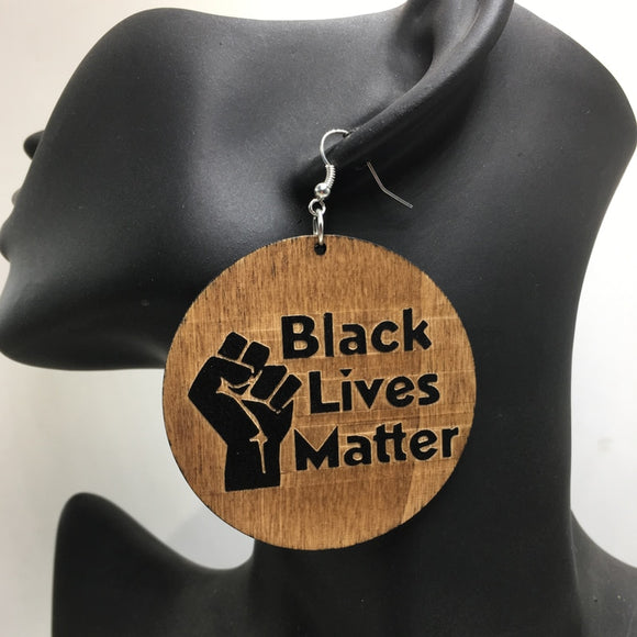 6cm Black Lives Matter Wooden Earrings - Beauty Fleet