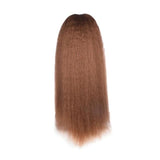 Heat Resistant Synthetic 24" Kinky Straight Hair With Two Plastic Combs Drawstring Ponytail Extensions - Beauty Fleet