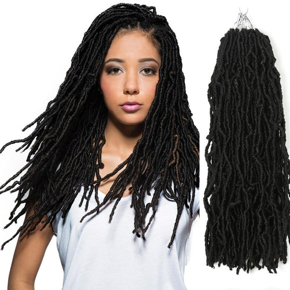 18inch Goddess Faux Loc Crochet Hair Synthetic Soft Messy Boho Ombre Braiding Hair Extension Natural Look Nu Locs - Beauty Fleet