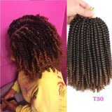 Ombre Spring Twist Hair 8Inch Fluffy Crochet Braids Synthetic Hair Extensions Braids Kinky Curly Twists 30strands/pc Black Brown - Beauty Fleet