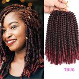Ombre Spring Twist Hair 8Inch Fluffy Crochet Braids Synthetic Hair Extensions Braids Kinky Curly Twists 30strands/pc Black Brown - Beauty Fleet