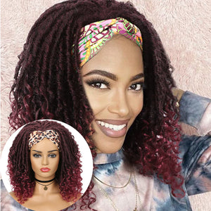 Headband Wigs Synthetic Goddess Faux Nu Locs Curly Wig