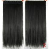 24" Long Straight Women Clip in Hair Extensions Black Brown High Tempreture Synthetic Hair Piece - Beauty Fleet