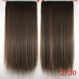 24" Long Straight Women Clip in Hair Extensions Black Brown High Tempreture Synthetic Hair Piece - Beauty Fleet