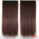 24" Long Straight Women Clip in Hair Extensions Black Brown High Tempreture Synthetic Hair Piece - Beauty Fleet