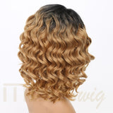 Black Ombre Blonde Color Afro Kinky Curly Wigs Synthetic African Fluffy Hair High Temperature Fiber - Beauty Fleet