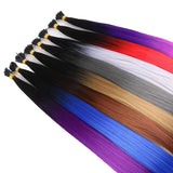 22" 1grams/strand 50strands/pack Ombre Grey Purple Color Synthetic Fusion Pre Bonded I Tip Feather Hair Extensions - Beauty Fleet