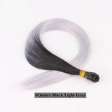 22" 1grams/strand 50strands/pack Ombre Grey Purple Color Synthetic Fusion Pre Bonded I Tip Feather Hair Extensions - Beauty Fleet