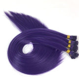 22" 1grams/strand 50strands/pack Ombre Grey Purple Color Synthetic Fusion Pre Bonded I Tip Feather Hair Extensions - Beauty Fleet