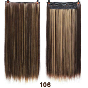 5 clips/piece Natural Silky straight Hair Extention 24"inches Clip in women pieces Long Fake synthetic Hair - Beauty Fleet