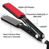 Professional Nano Titanium  1 1/2" Wide Plates LED Display Salon Hair Straightener Flat Iron Styling Tools wet & dry 110-240V - Beauty Fleet