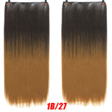 5 clips/piece Natural Silky straight Hair Extention 24"inches Clip in women pieces Long Fake synthetic Hair - Beauty Fleet