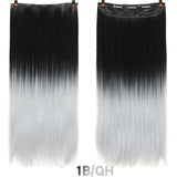 5 clips/piece Natural Silky straight Hair Extention 24"inches Clip in women pieces Long Fake synthetic Hair - Beauty Fleet