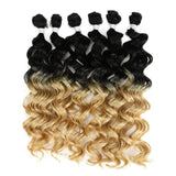 Curly Ombre Hair Bundles  Bundles Synthetic Hair Curly Weave Curly Hair 6 Pcs 24"-28" Blonde Brown Hair Extension Bundles - Beauty Fleet