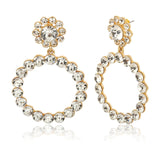 Trendy Crystal Round Pendant Drop Earrings For Women Fashion Pearl Charm Statement Jewelry Wedding Earrings - Beauty Fleet