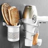 Gold Hair Dryer Holder Space Aluminum Bathroom Wall Shelf Hair Dryer Rack with Basket Bathroom - Beauty Fleet