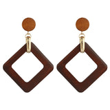 Wood Drop Earrings For Women Statement Bohemia Geometric Earrings Fashion Jewelry - Beauty Fleet