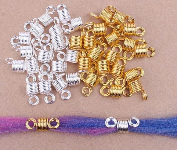 Beads Mixed Golden Silver Aluminum Dread Locks Metal Cuffs Hair Decoration Braiding Hair Accessories - Beauty Fleet